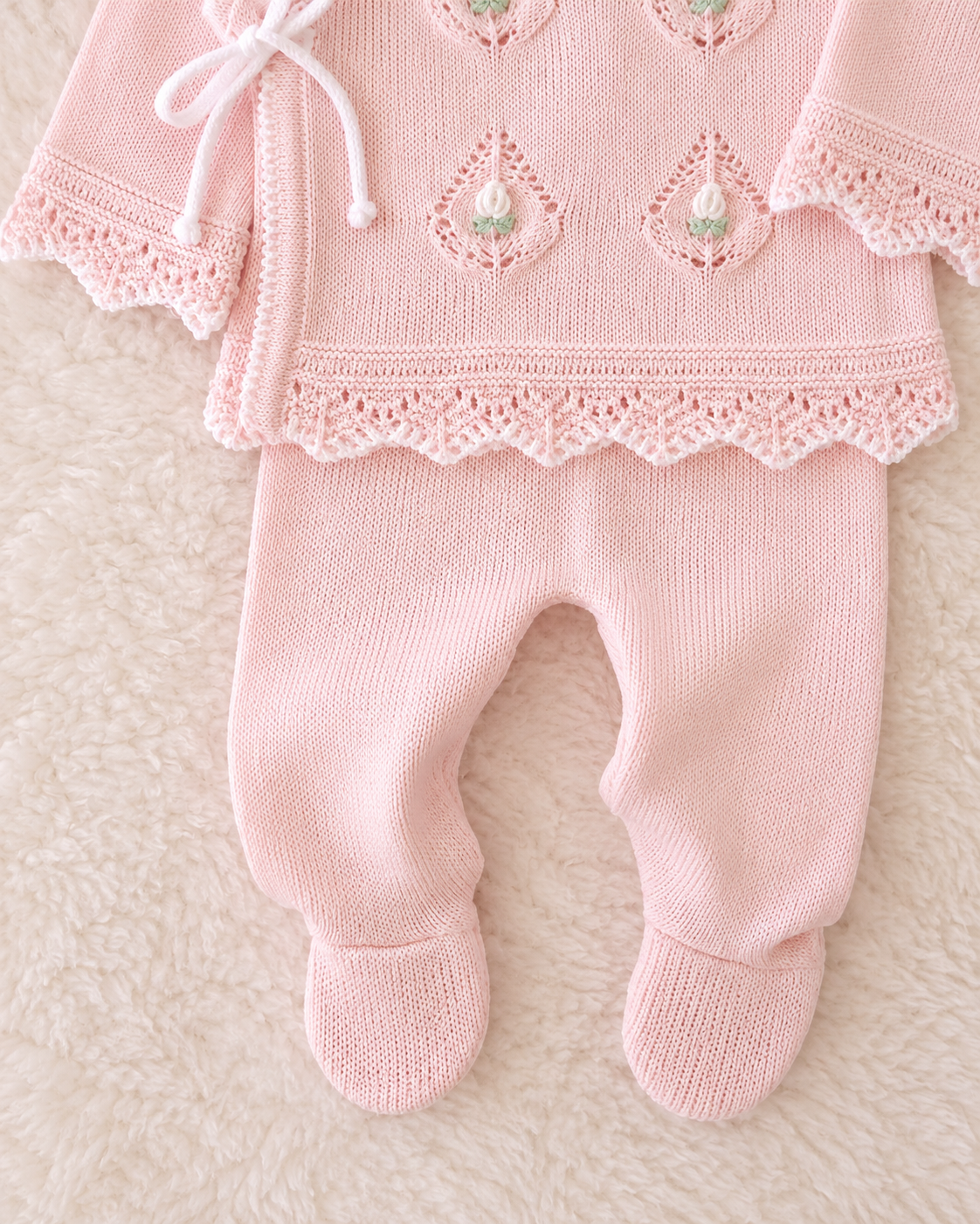 Baby Girl Cotton Knit Take-Me-Home Set – Blush Pink Floral