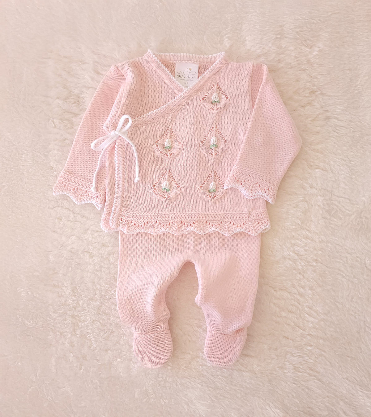 Baby Girl Cotton Knit Take-Me-Home Set – Blush Pink Floral