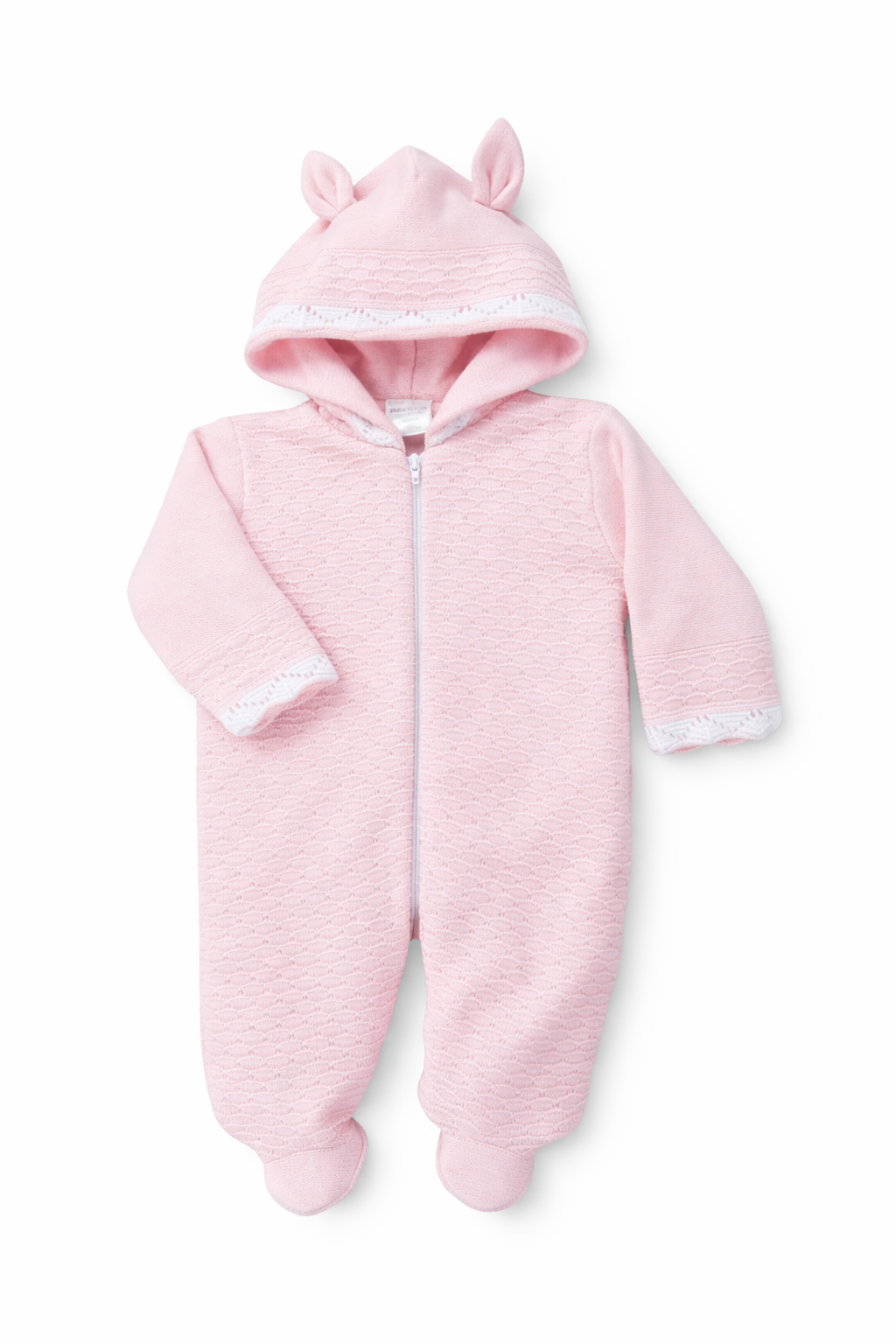 Pink Knit Hooded Bunting with Bunny Ears