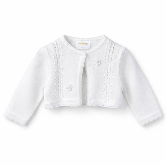 White Baby Girl Knit Bolero | Baptism, Christening & Special Occasion